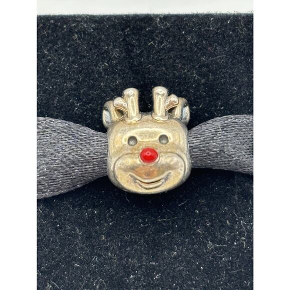 Pandora sterling Red Nosed Santas Rudolph‎ Reindeer Christmas Charm 791781EN39 - Picture 1 of 5